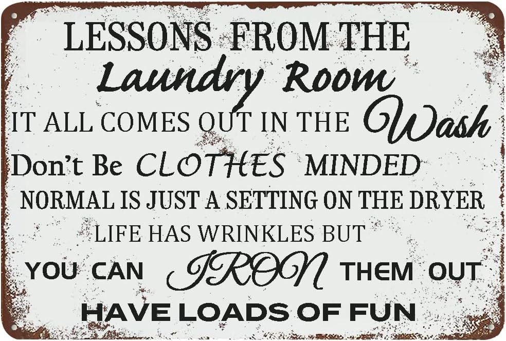 Funny Laundry Room Rules Metal Tin Sign Wall Decor Rustic Farmhouse Laundry Sign for Home Decor Gifts 8 x 12 inch