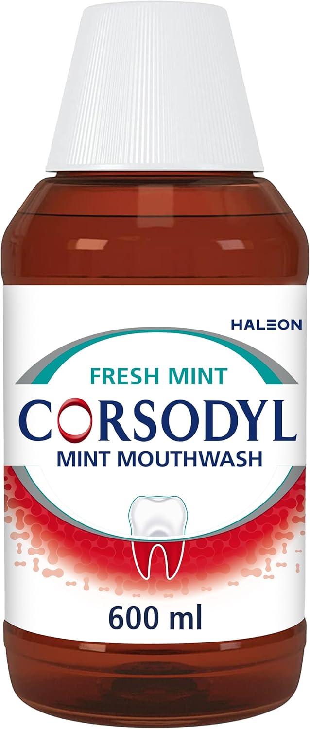 Corsodyl Mouthwash Gum Disease Treatment for Adults, Chlorhexidine mouthwash for Gingivitis Treatment, Fresh Mint, 600ml