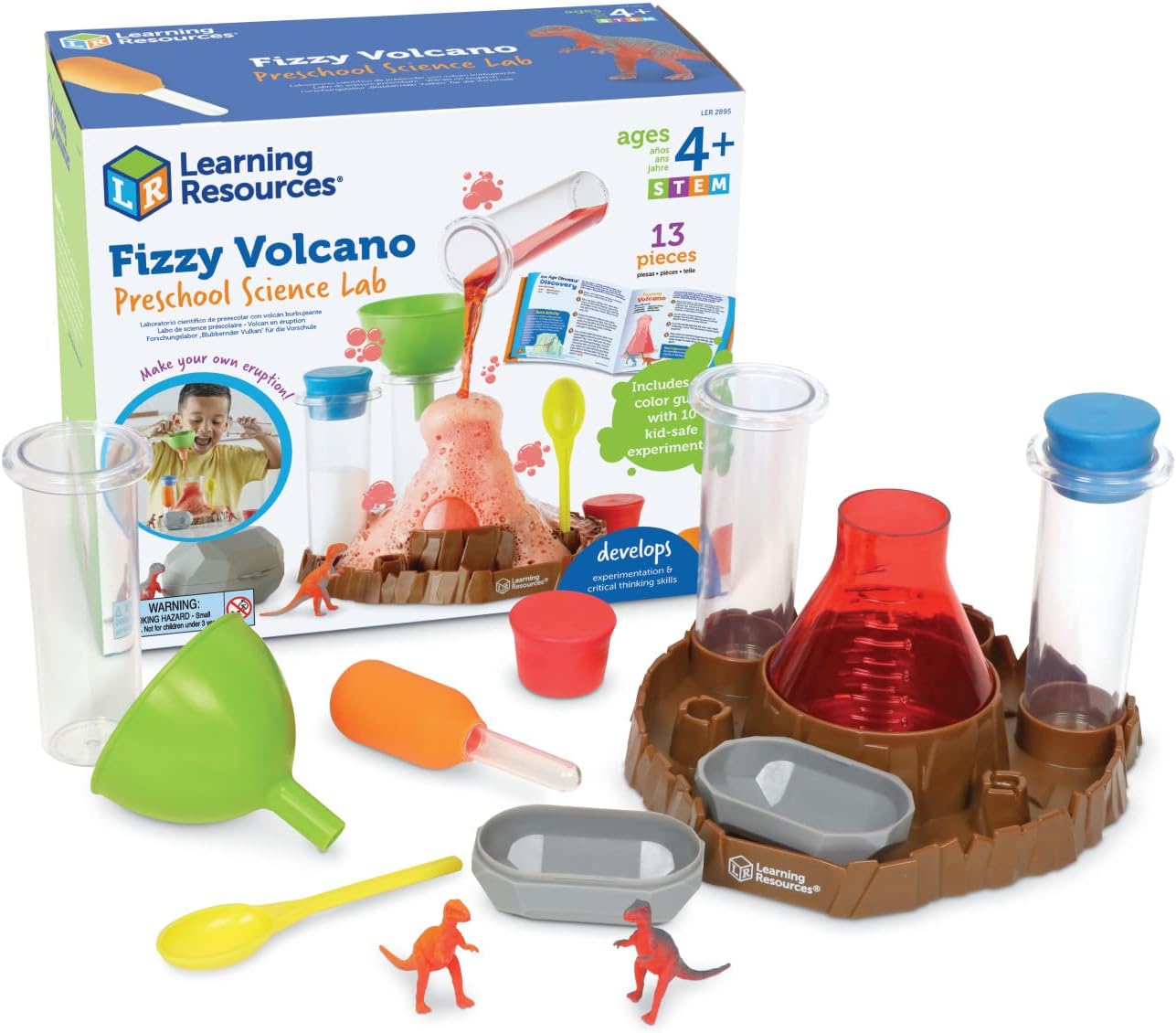 Learning Resources Fizzy Volcano Preschool Science Lab Set Ages 4+, Fizzy Foamy Reactions Chemistry Experiments for Kids, STEM Toys for Kids, 13 Pieces