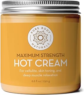 Pure Body Naturals Max Strength Hot Cream - Natural Muscle Pain Relief Cream for Sore Muscles, Arthritis Pain, Sports Injuries, Chronic Pain, and Inflammation - Capsaicin Cream for Soreness, 8.8 oz