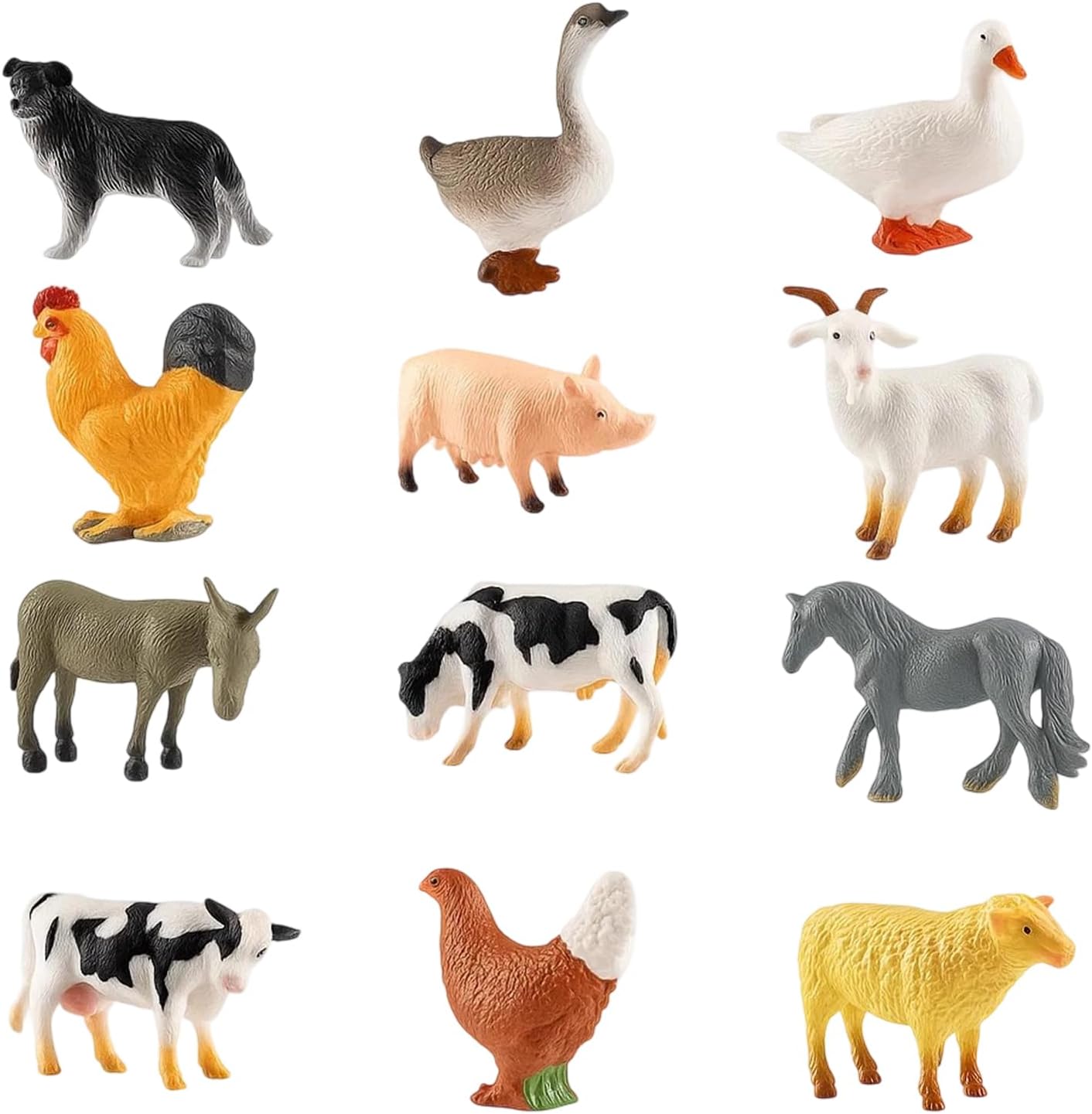 PSFXBM Mini Farm Animal Figures Toys Set 12PCS Realistic Farm Animals for Kids, for Kids Education Learning Birthday Cake Decoration Christmas Party Favors Easter Egg Fillers Party Favors