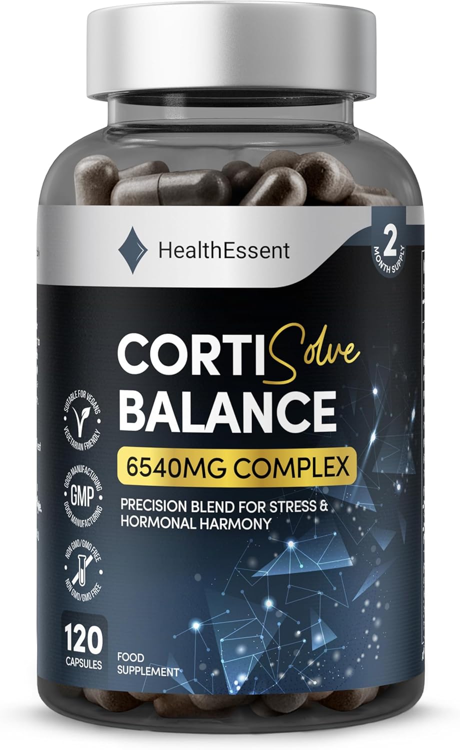 CortiSolve Complex 6540mg – Cortisol Support Supplement with Ashwagandha, Rhodiola, Magnesium & L-Theanine – Natural Adaptogen for Balance, Focus & Weight Goals – 120 Capsules