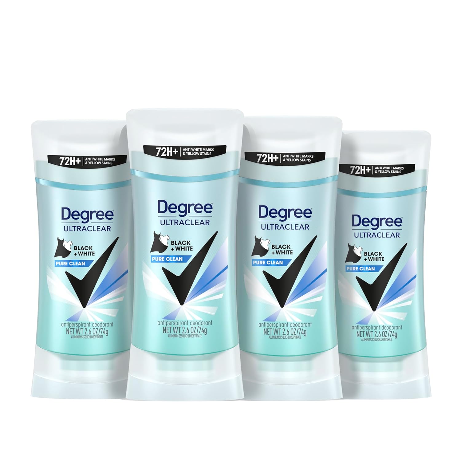 Degree Antiperspirant for Women Protects from Deodorant Stains Pure Clean Deodorant for Women 2.6 Ounce (Pack of 4)