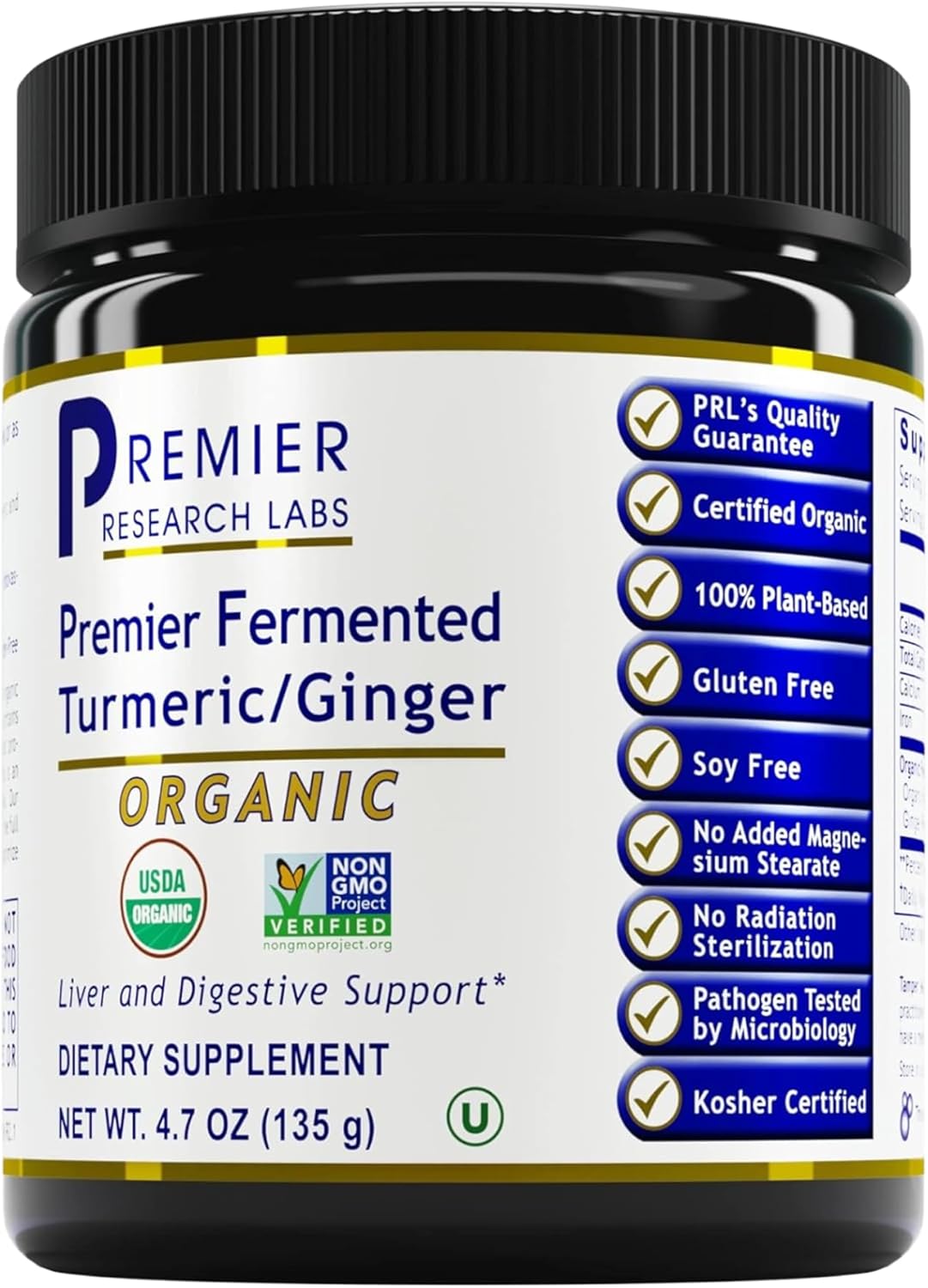 Premier Research Labs Fermented Turmeric/Ginger - Digestive Health Support Powder with Turmeric & Ginger* - Powder Supplement Aids Liver Health & Digestion* - 4.7 oz Powder