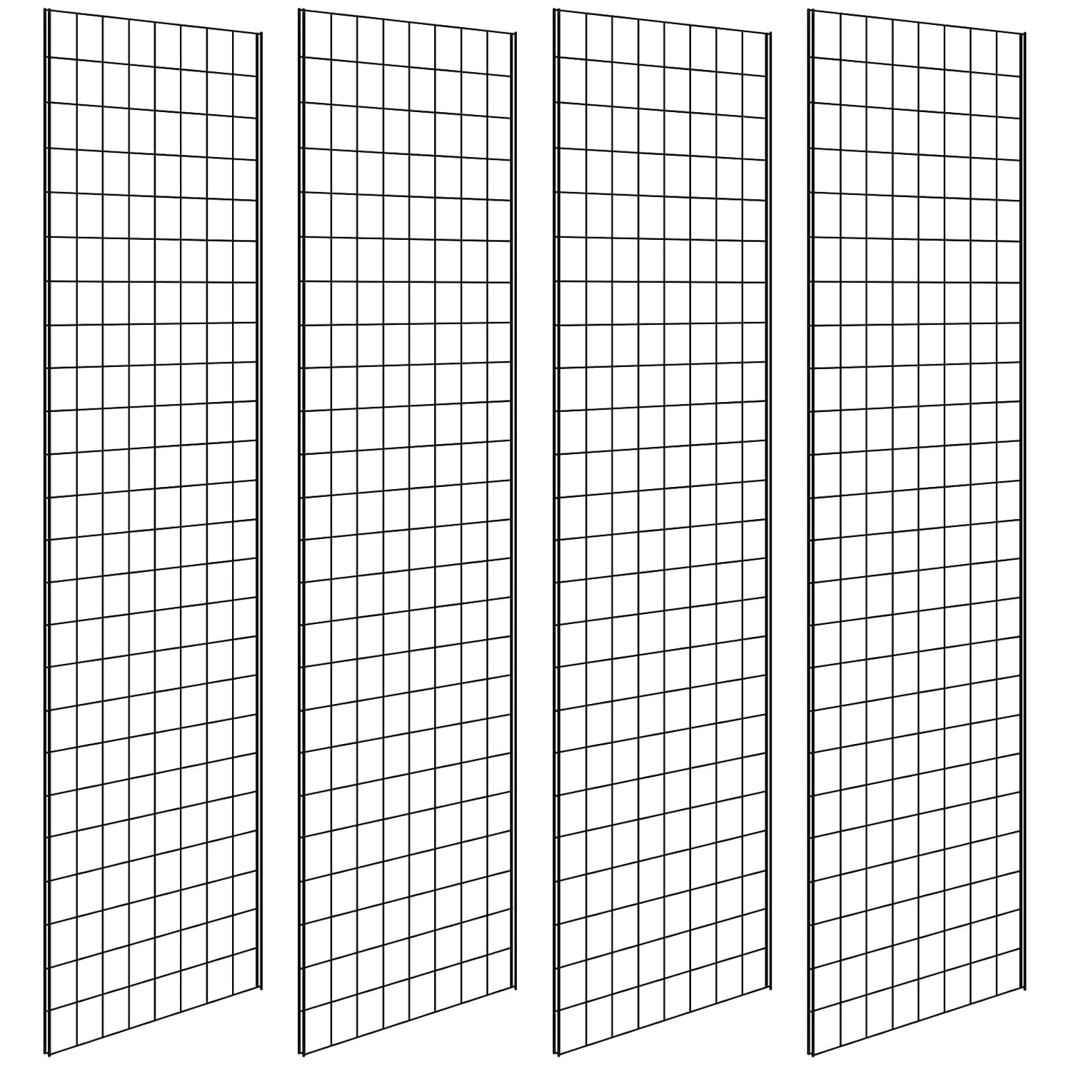 Blulu 4 Pcs Commercial Grade Gridwall Panels 2' x 6' Sturdy Metal Panel Good Metal Grid for Any Retail Display, Black