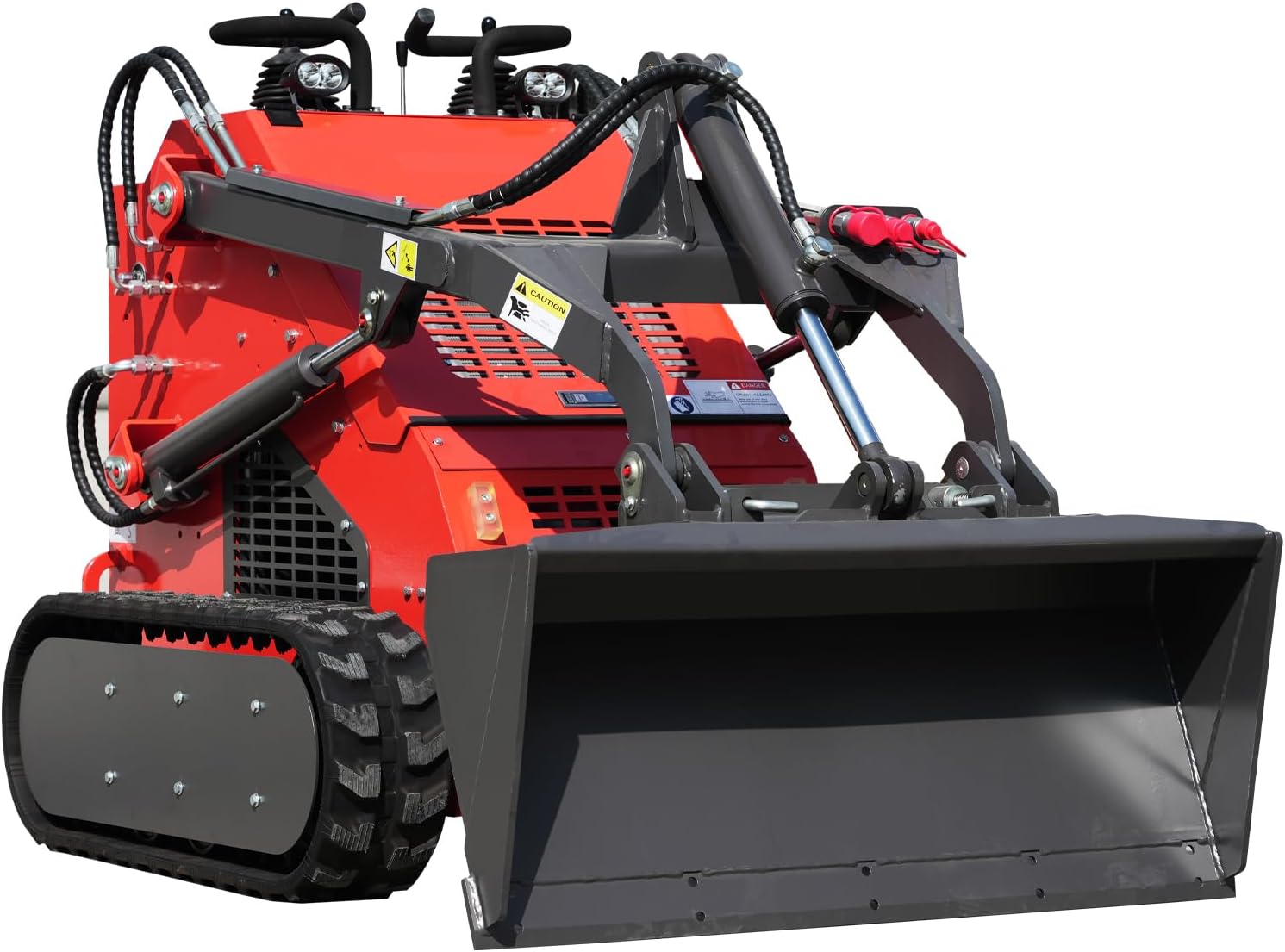 Mini Skid Steer Loader with 23 HP Gas Engine with Bucket Attachment, Stock USA, Stand-On Crawler, Compact Tracked Machine for Landscaping, Farming, Debris Hauling