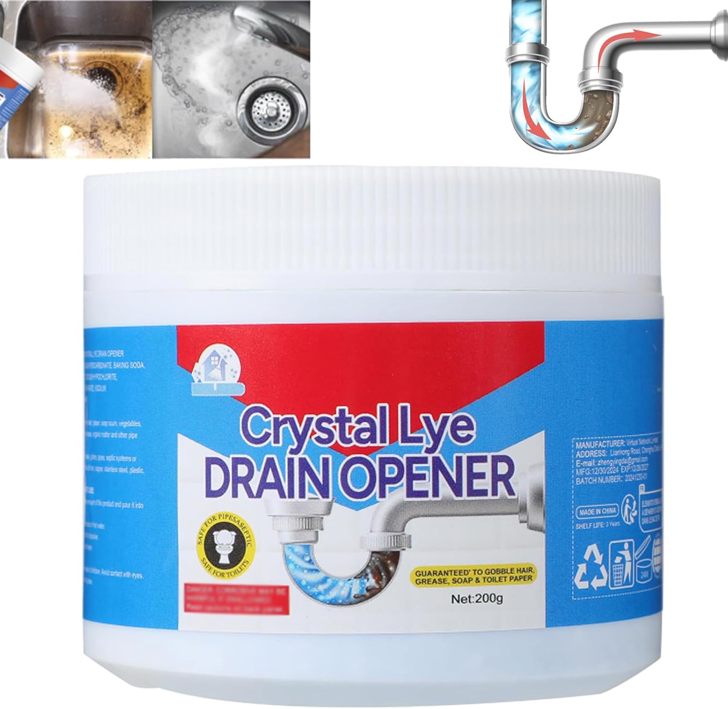 Crystal Lye Drain Opener