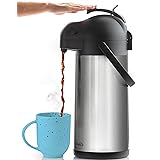 Coffee Carafe with Pump - 102oz / 3L Airpot 12 Hours Large Carafe Hot Cocoa Dispenser for Parties-Hot Water Dispenser, Tea Flask-Insulated Stainless Steel Hot Beverage Dispenser-Thermal Carafe Air Pot