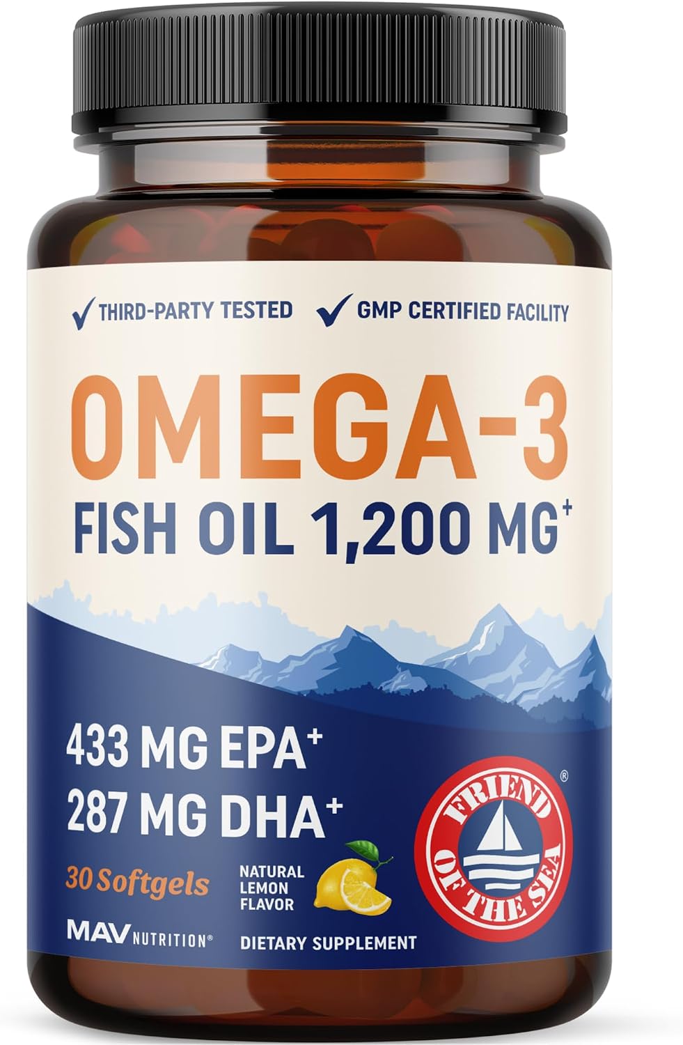 Triple Strength Omega 3 Fish Oil 1200 mg, EPA & DHA, Premium Wild Caught