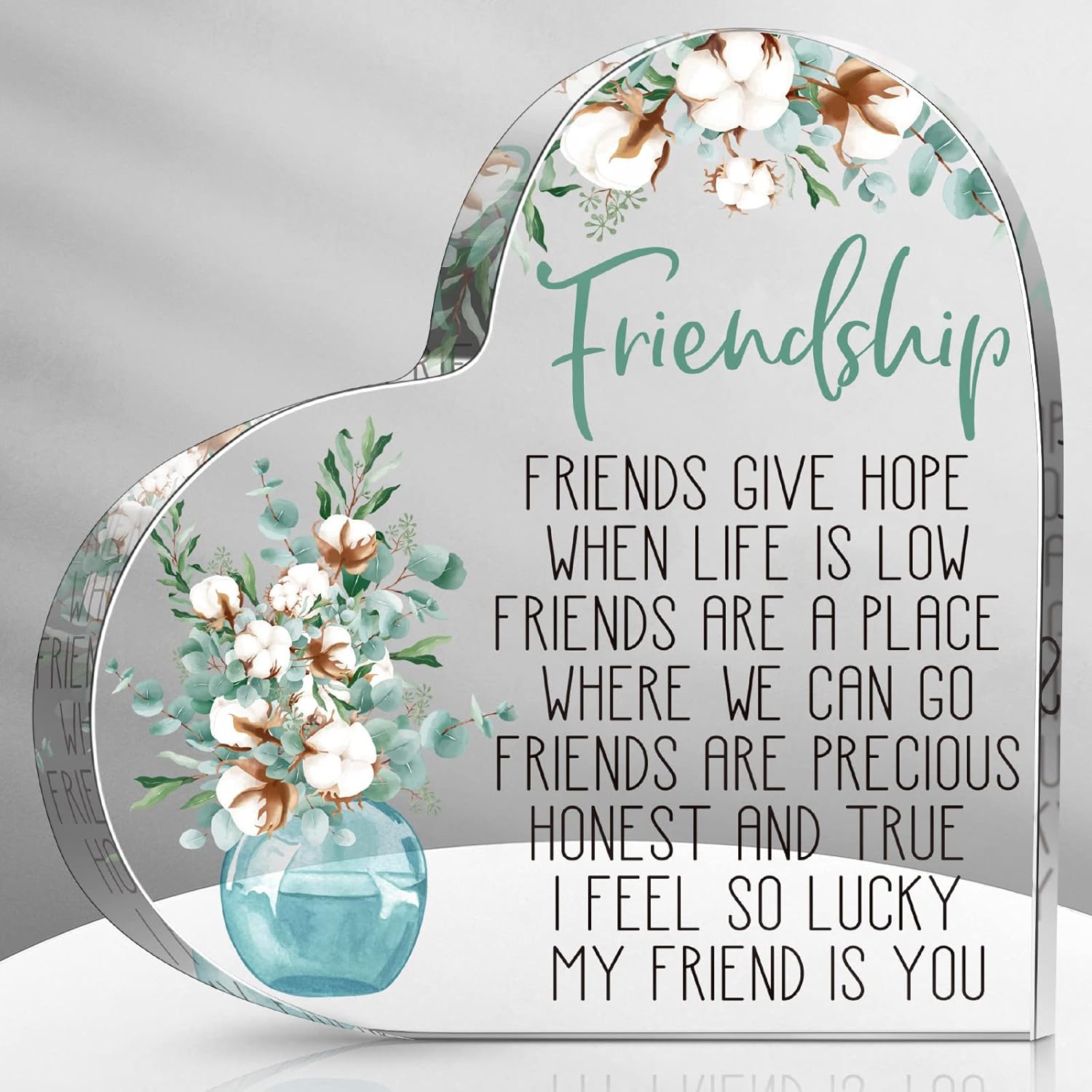 Spiareal Gift for Friend Friendship Women Friend Friendship Birthday Cheer up Gift Acrylic Heart Butterfly Keepsake Paperweight for Home Office Table Shelf(Classic)