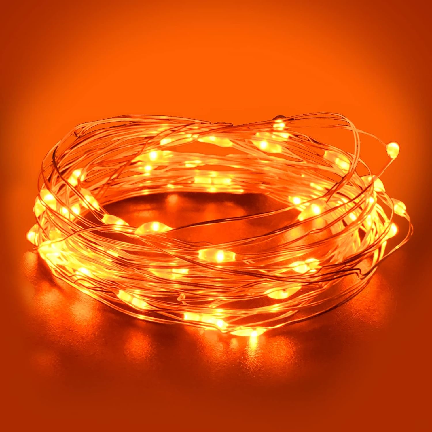 Dalugo Orange Fairy Lights, 3M/10ft Amber Fairy Lights, 30 LED Halloween Battery Lights for Autumn Halloween Christmas Decorations, Fireplace, Home Decor
