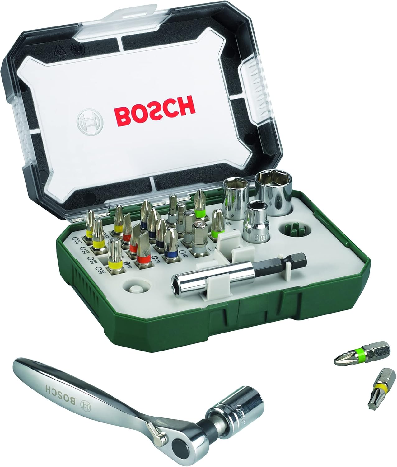 Bosch 26pc. Screwdriver Bit and Ratchet Set (PH-, PZ-, Hex-, T-, S-Bit, Accessories Drill and Screwdriver)