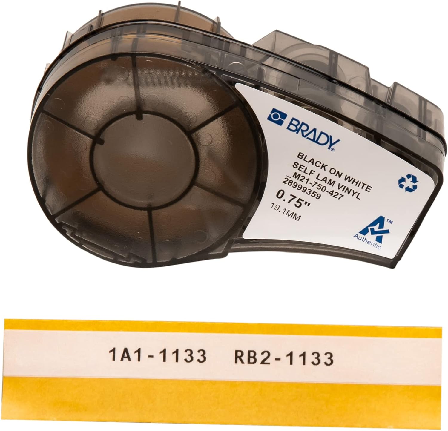 Brady Authentic (M21-750-427) Self-Laminating Wire Wrap for Control and Electrical Panels, Datacom Cable, Black on White- For M210, M210-LAB, M211, BMP21-PLUS and BMP21-LAB Printers, .75" W, 14' L