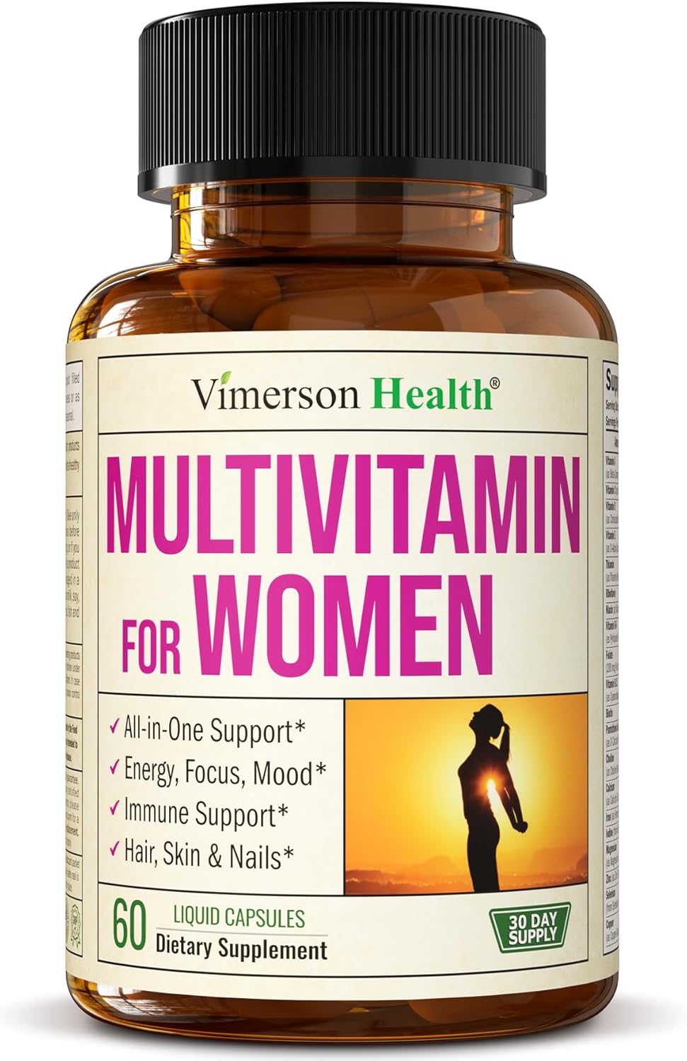 Multivitamin for Women – Essential Womens Multivitamins & Multiminerals 60 Liquid Capsules with Vitamin B12, A, D, C, Zinc, Magnesium & More for Total Wellness – 29 Key Nutrients & Vitamins for Women