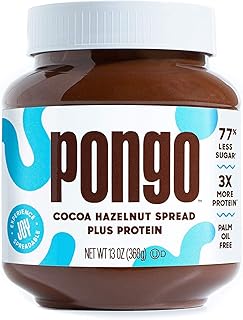 Pongo Cocoa Hazelnut Protein Spread - Low Sugar, Low Carb Sauce, Keto-Friendly Chocolate Dessert Topping (13 oz Jar)