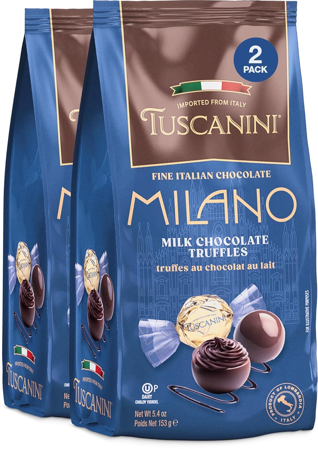 Tuscanini Fine Italian Milk Chocolate Truffles, Milano, 5.4oz (2 Pack) | Gourmet Italian | Premium Gift | Perfect for Holidays & Celebrations