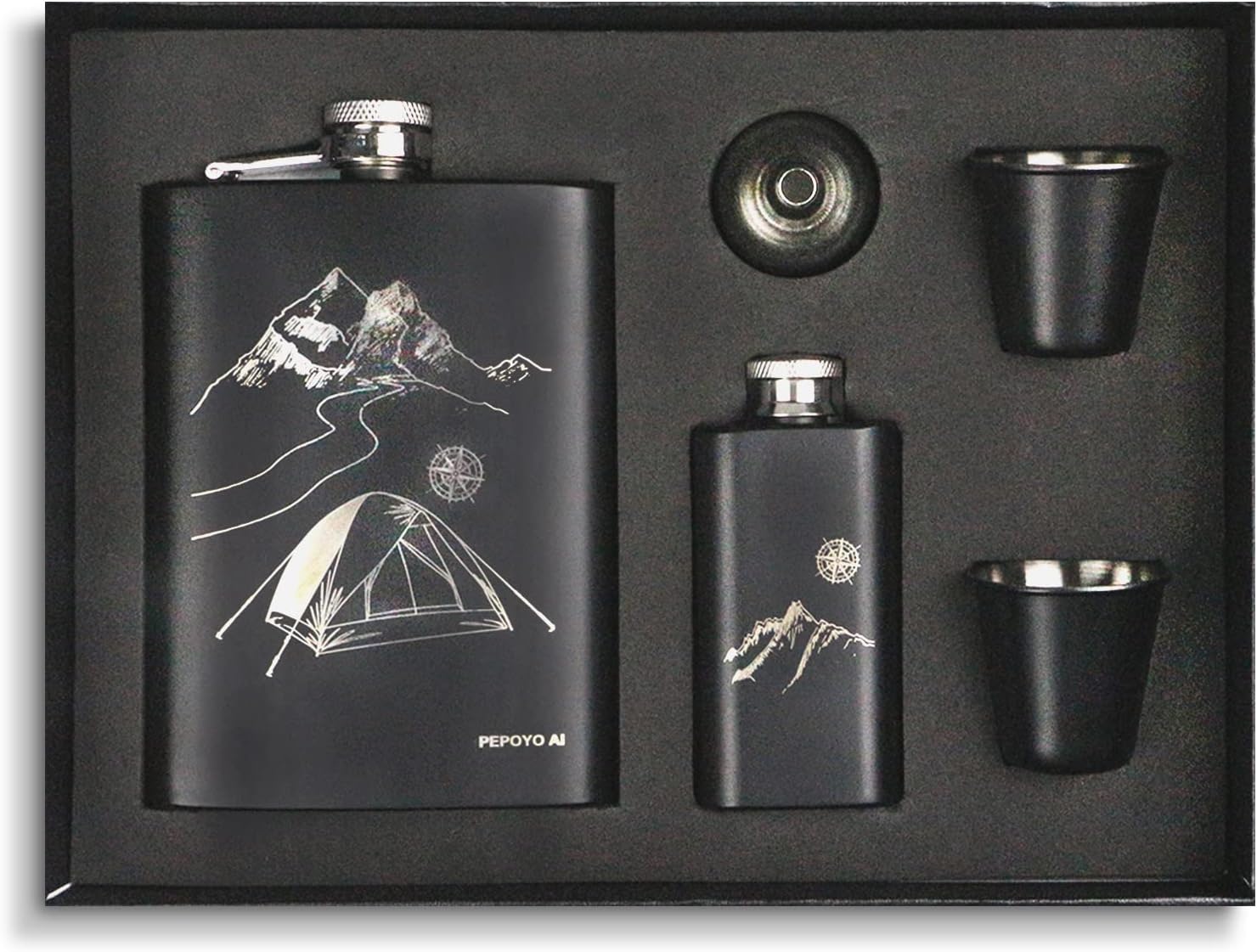 Hip Flask Set Stainless Steel Flask of Gifts for Men 8OZ Bar Party Camping Barbecue Portable Pocket Flask