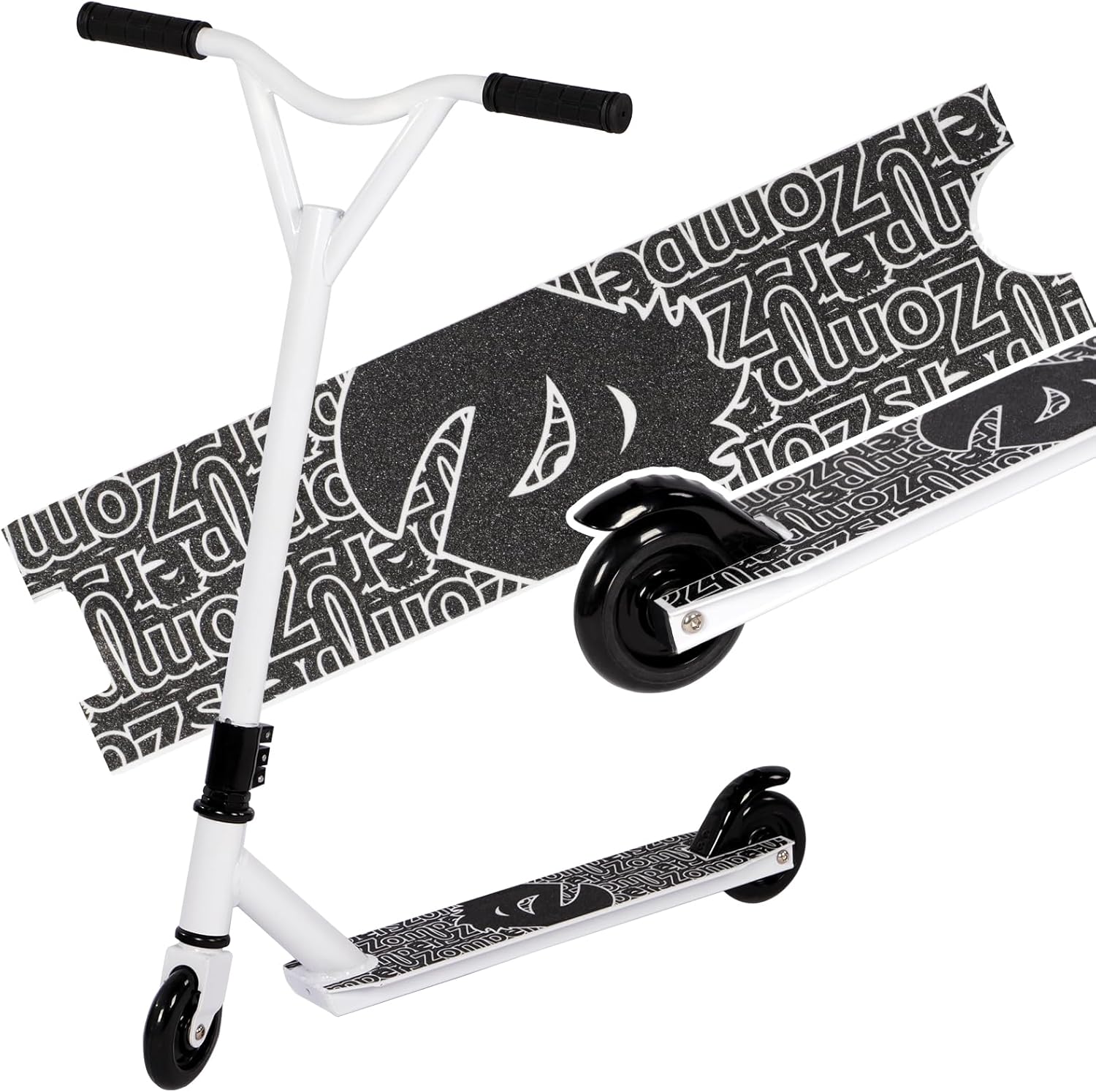 Pro Stunt Scooter, Street Trick Scooter with 100mm PU Wheels ABEC-9 Bearings, Beginner Level Kick Scooter for Kids Teens, Freestyle Stunt Scooter Ages 6+ (White)