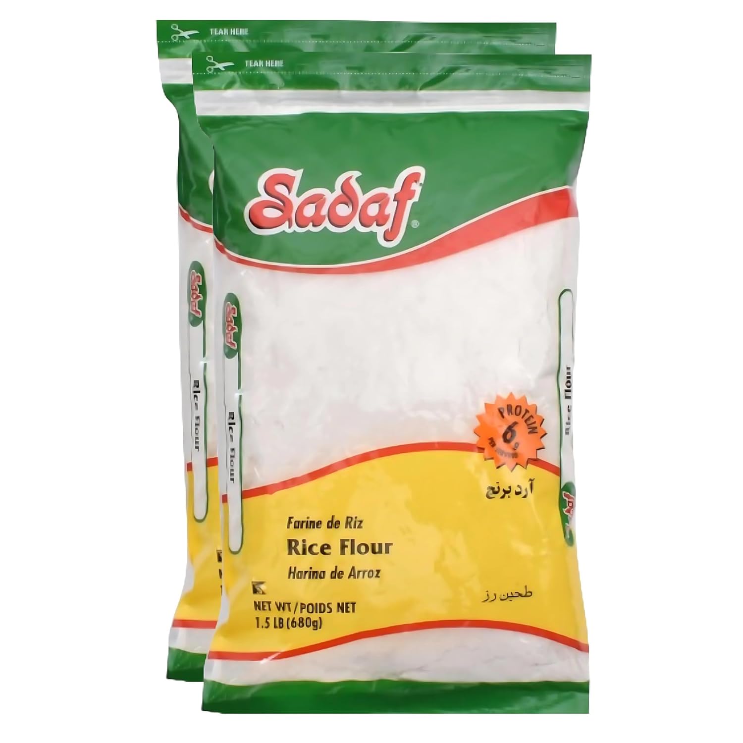 Sadaf Rice Flour - Pure White Rice Flour for Baking or Cooking 1.5 LB (Pack of 2)