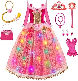 Meland Princess Dresses for Girls - Light Up Princess Dress Up for Girls 3-10 Year Old, Costume for Girls Halloween Birthday