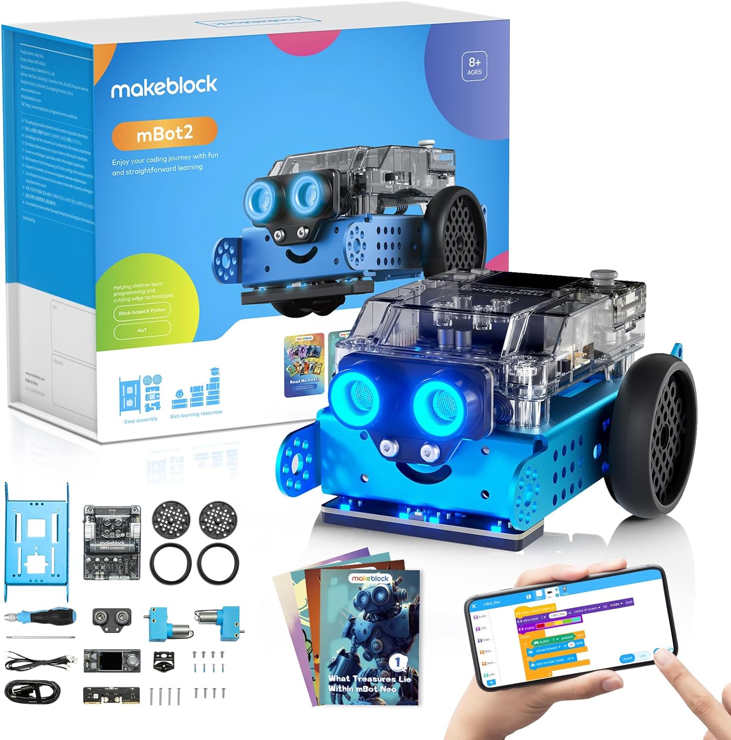 Makeblock mBot Neo Coding Robot for Kids, AI Learning Robot Support Scratch & Python Programming, Robotics Kit for Kids Ages 8-12 and up, Building STEM Robot Toys Gifts for Boys Girls