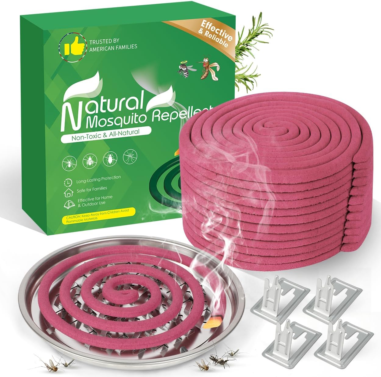 Extra Strong Mosquito Repellent Coils, 24 Pack Large Outdoor Coils, 6-Hour Protection Covers 12ft, Safe & Effective for Yard, Patio, Camping, Garden, Deck & BBQ Areas