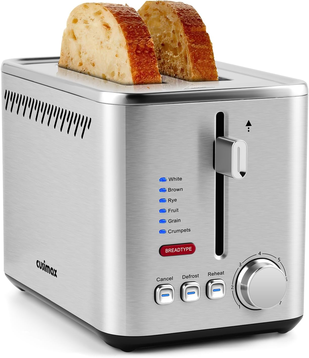 CUSIMAX 2 Slice Toaster, Bread Select Function, Wide Slot