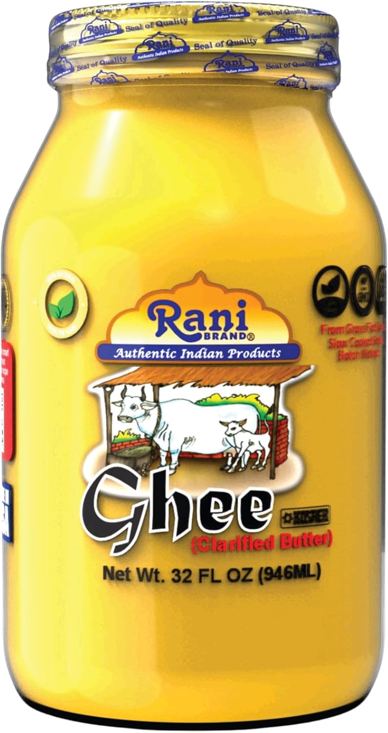 Rani Ghee Pure & Natural from Grass Fed Cows (Clarified Butter) 32oz (2lbs) 908g ~ Glass Jar | Paleo Friendly | Keto Friendly | Gluten Free | Product of USA