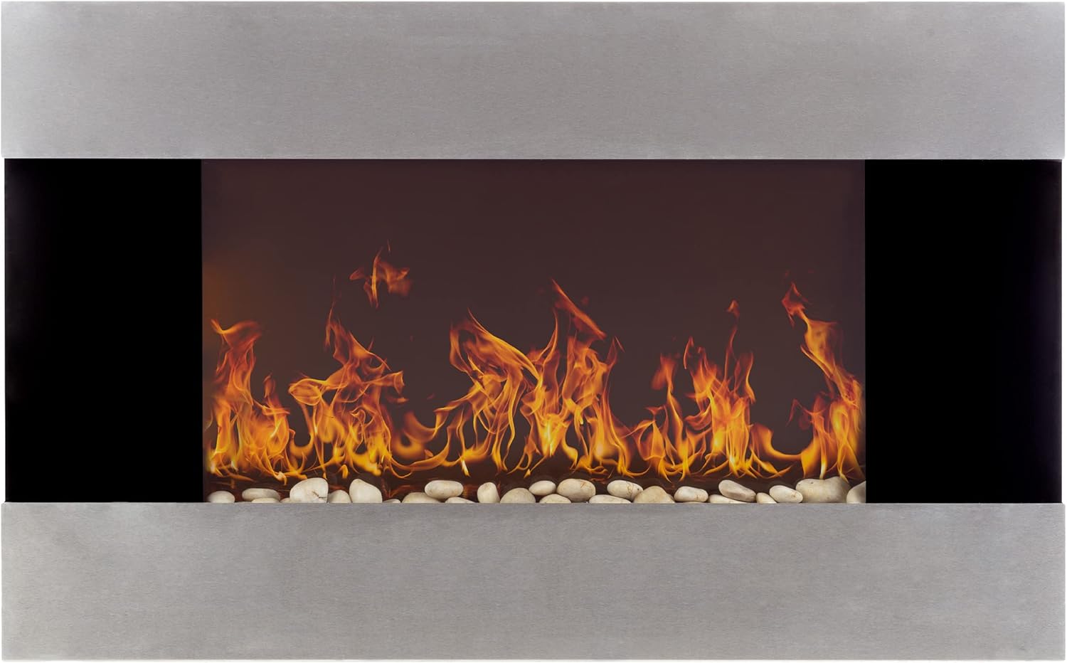 Wall-Mounted Electric Fireplace - Stainless Steel Fireplace Decor for The Living Room or Bedroom with 2 Heat Settings and Remote Control by Northwest, Black, 3.5”x36”x22”