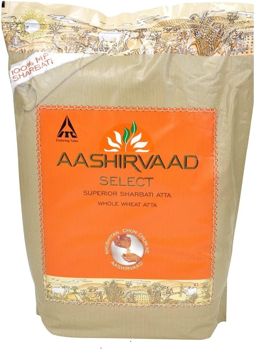 Aashirvaad Select Indian Atta | Wheat Flour for Baking Flatbreads, Roti, Naan, Chapati and Puri | 5kg Bag