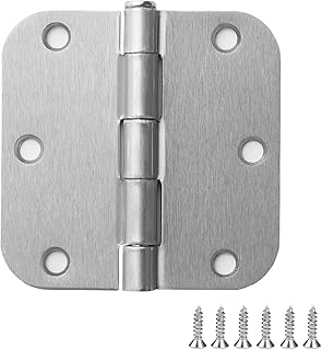100 Pack Door Hinges Satin Chrome 3.5 Inch 5/8" Radius 3 1/2 Interior Door Hinges Like Brushed Nickel 3.5" Rounded Bifold Standard Bedroom Indoor Door Hinges for Doors Dorm Indoor Garage Factory