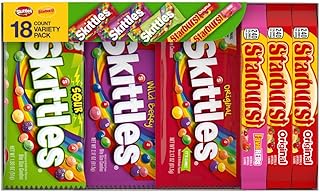 SKITTLES & STARBURST Variety Pack Full Size Chewy Candy Assortment, 37.05 oz, 18 Bars