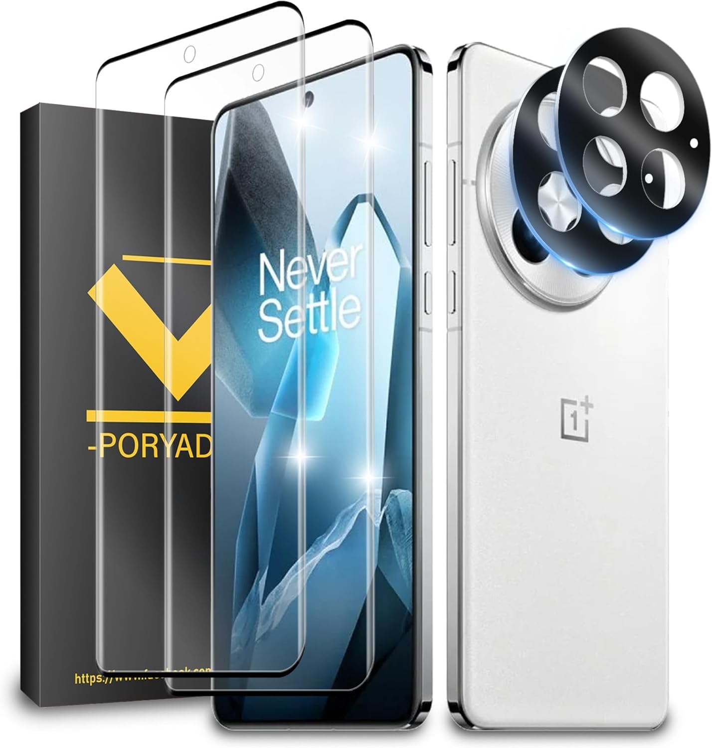 4 Pack For OnePlus 13 Screen Protector, 2 Pack Tempered Glass + 2 Pack Camera Lens Protector, 9H Hardness, Anti-Fingerprint, Bubble Free, Fingerprint Unlock, For One Plus 13 Screen Protector