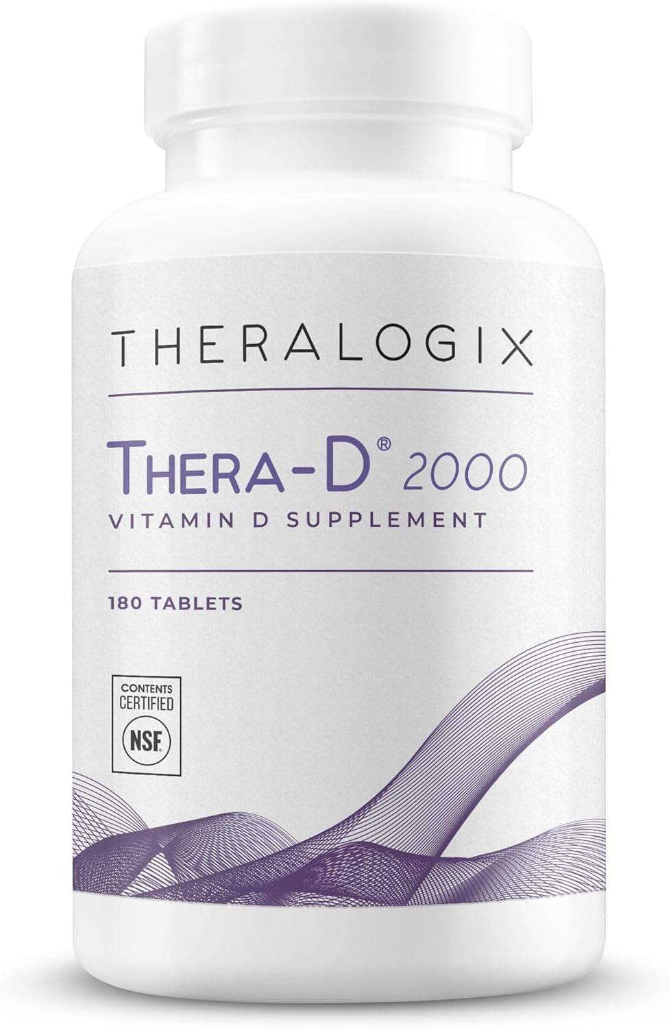 Theralogix Thera-D 2000 Vitamin D Supplement - 2,000 IU (50 mcg) Vitamin D3 Tablets - 180-Day Supply - Immune Support Supplement for Women & Men - Aids Bone & Heart Health - NSF Certified -180 Tablets