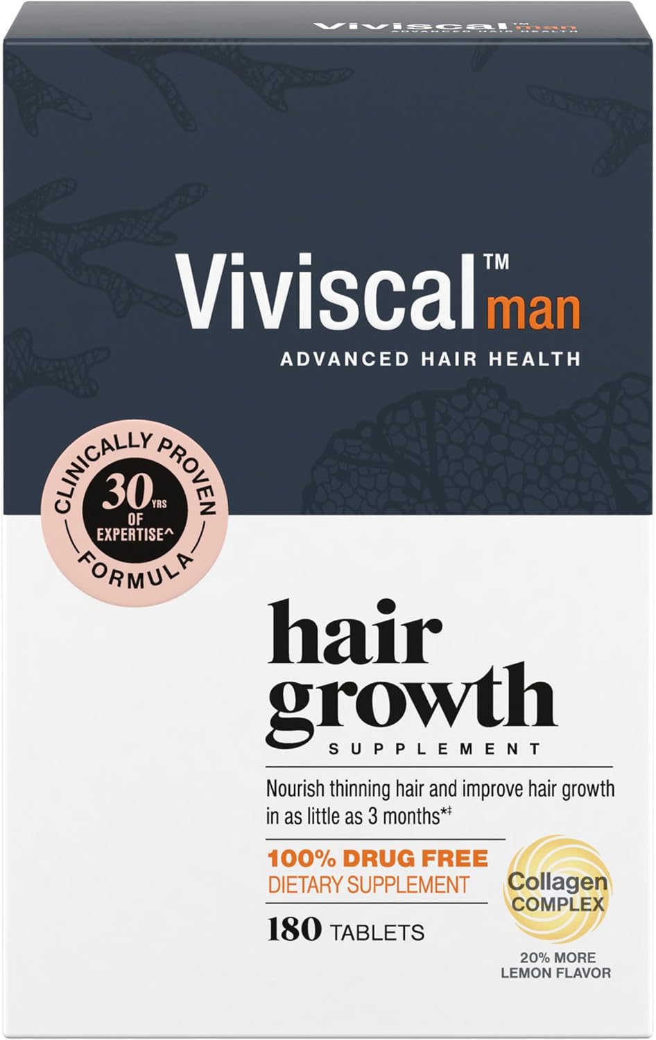 Viviscal Men's Hair Growth Supplements, 180 Tablets 3 Month Supply