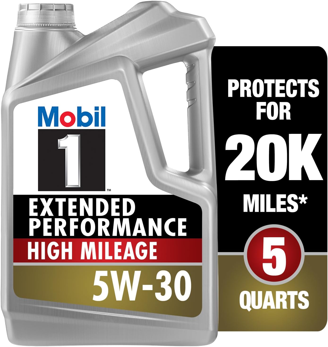 Mobil 1 Extended Performance High Mileage Full Synthetic Motor Oil 5W-30, 5 Quart
