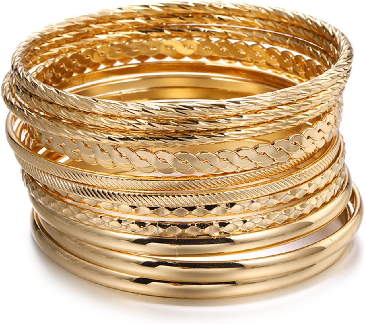 FUNOJOY Gold Bangle Bracelets for Women,14K Gold Plated Boho Indian Multi Stackable Bracelets Gold Bangles For Women Jewelry Gifts