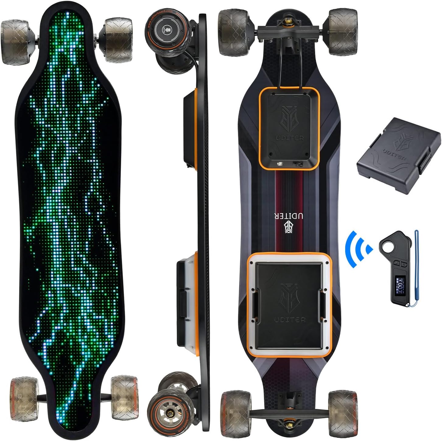 S3/Pixel Rider Electric Skateboards with Remote and Swappable Battery/Top Speed 28 Mph/2 * 600W Motors/12Miles/25Miles Max Range Electric Longboards for Adult&Beginner