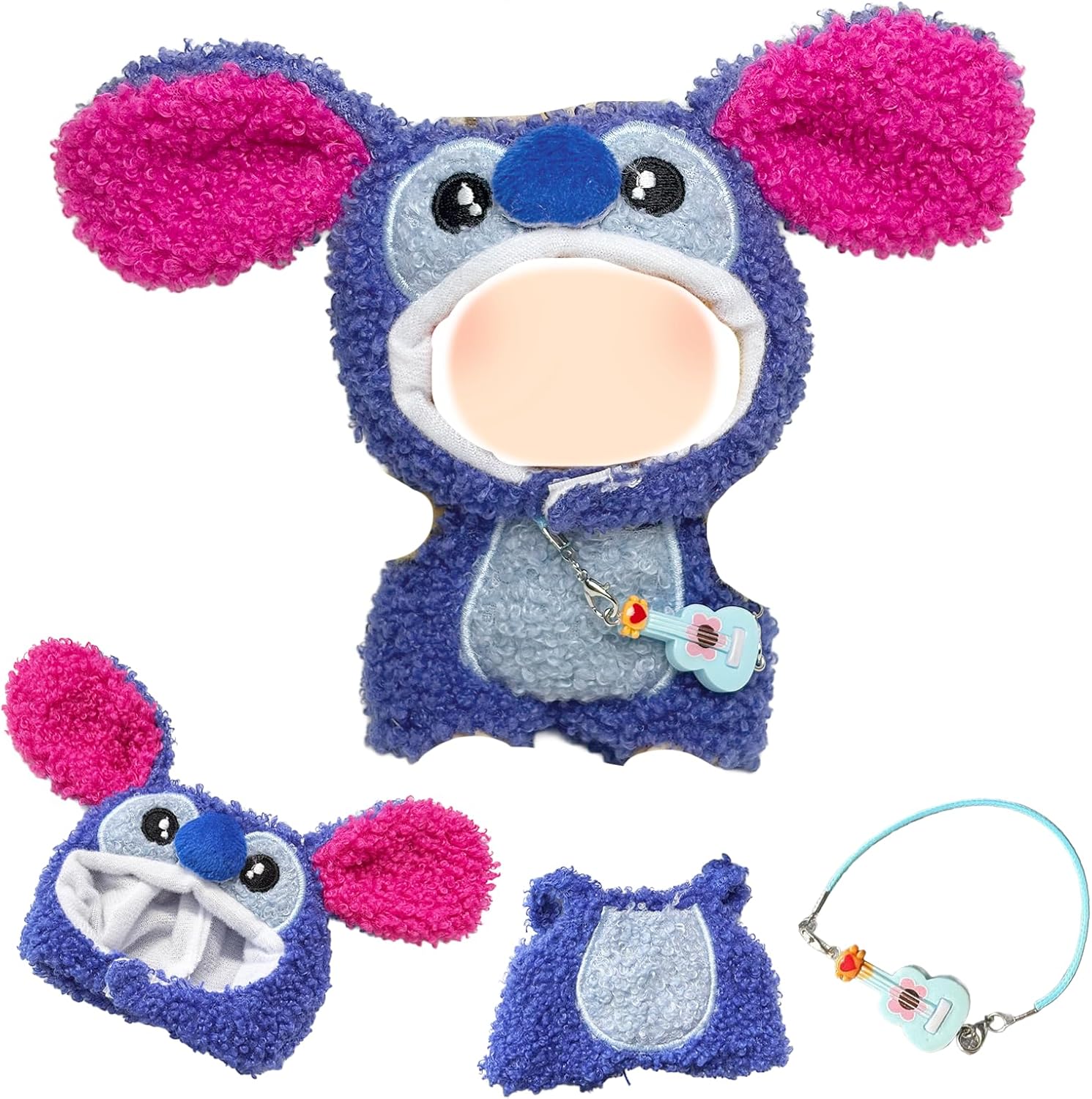 3 Pcs Blue Doll Clothes for 17cm Dolls, Doll Outfit Accessories Sets Include 1 Bodysuits 1 Hats 1 Pendants Girl for Best Gifts No Doll
