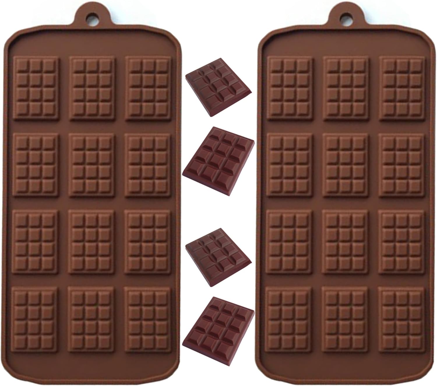 HCYL® 100 PCS Mini Silicone Chocolate Moulds, Non-Stick Chocolate Mold, Christamas Mini Chocolate Bar Mould, Brown Ice Cube Tray Candy Chocolate Baking Kitchen Mold