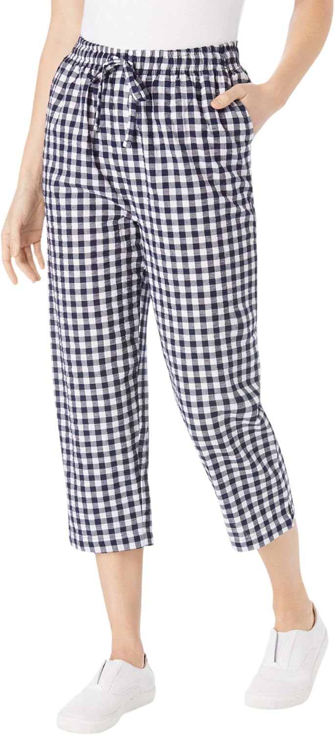 Woman Within Plus Size Seersucker Capri Pant