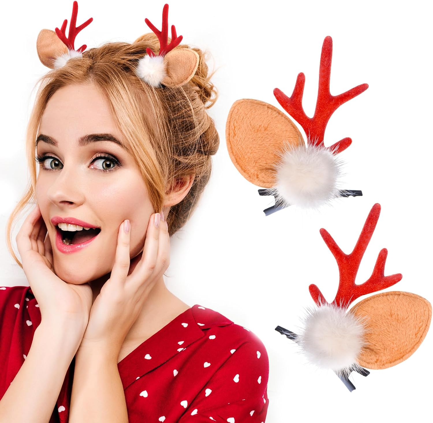 Etercycle Christmas Reindeer Antlers Hair Clips, Cute Deer Antlers Headbands Deer Ears Hairpins Christmas Hair Accessories