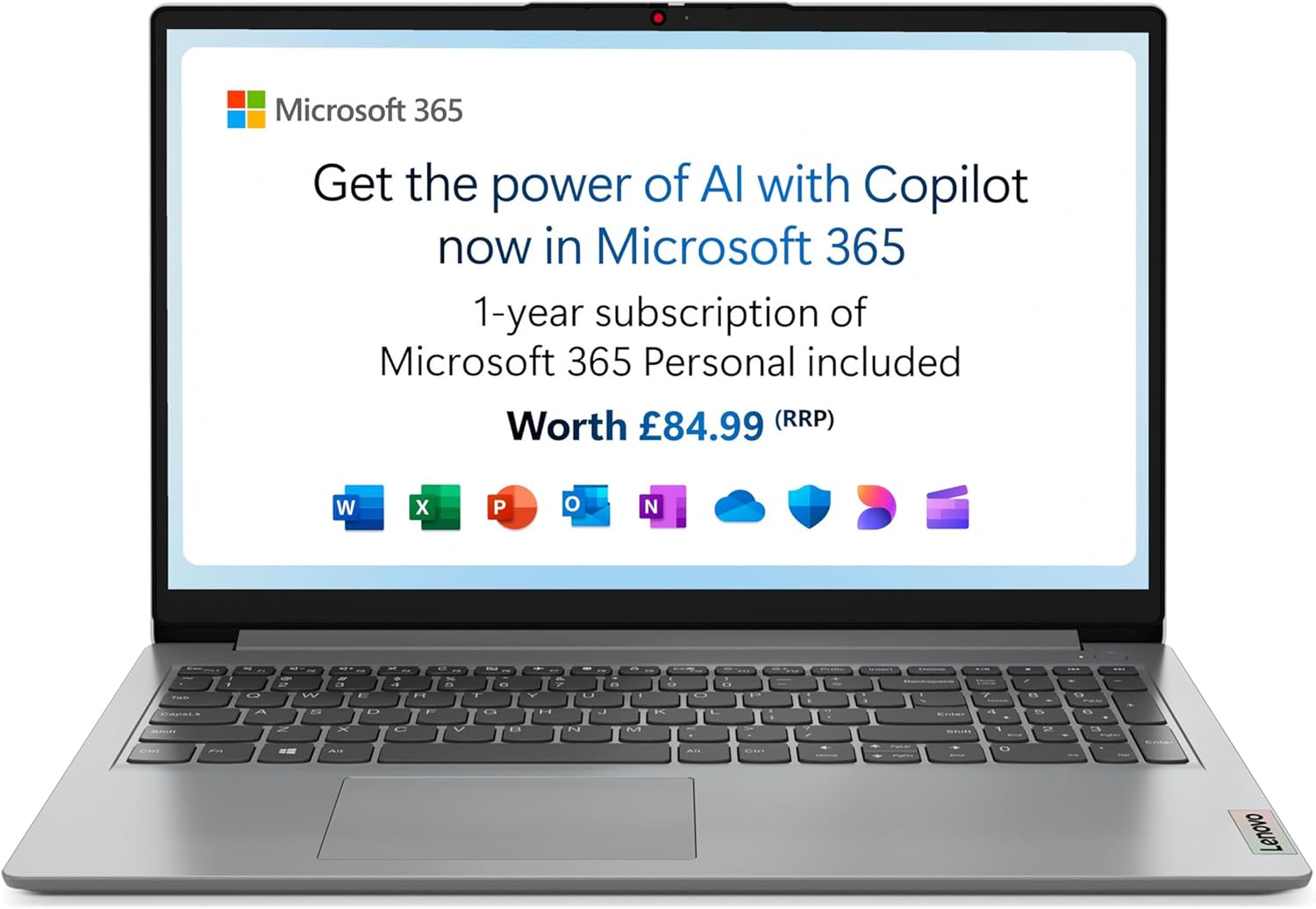 Lenovo IdeaPad 1 | 15 inch Full HD Laptop | Intel Pentium Silver N6000 | 4GB RAM | 128GB eMMC | Windows 11 Home in S Mode | Cloud Grey | Microsoft 365 Personal