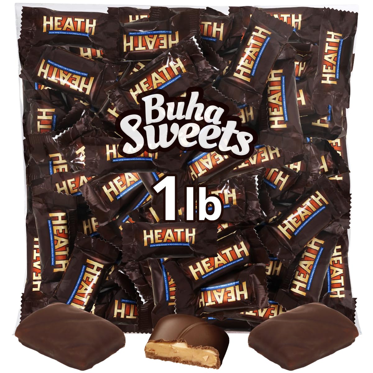 Heath Bars Chocolate Candy, English Toffee Candy, Perfect Mini Candy Bars for Parties Birthdays, and Everyday Snacking, Ideal Halloween Candy for Sharing or Enjoying on Any Occasion (1 Pound)