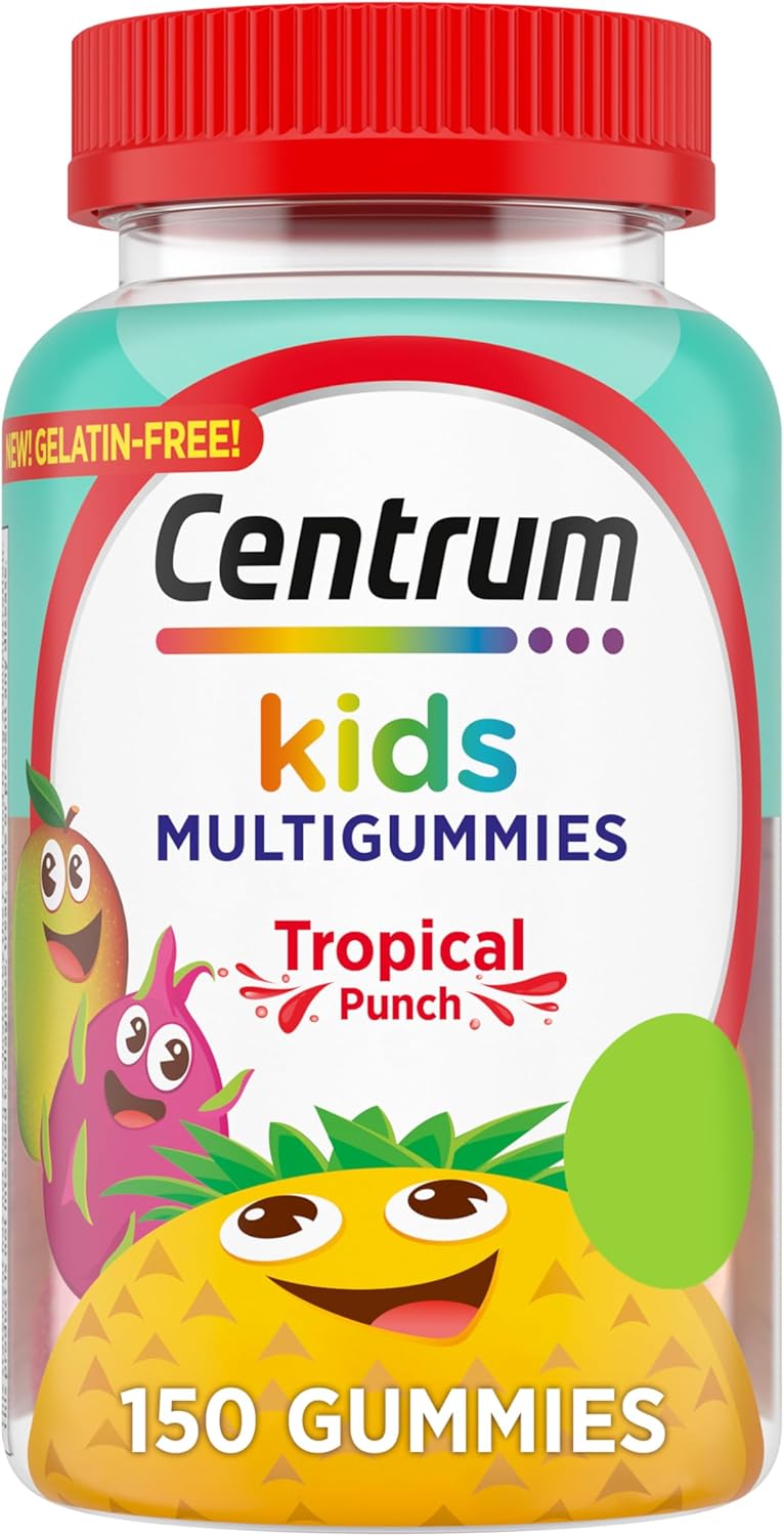 Centrum Kids Multivitamin Gummies, Tropical Punch Flavor Made With Natural Flavors, Stocking Stuffer, 150 Count, 150 Day Supply