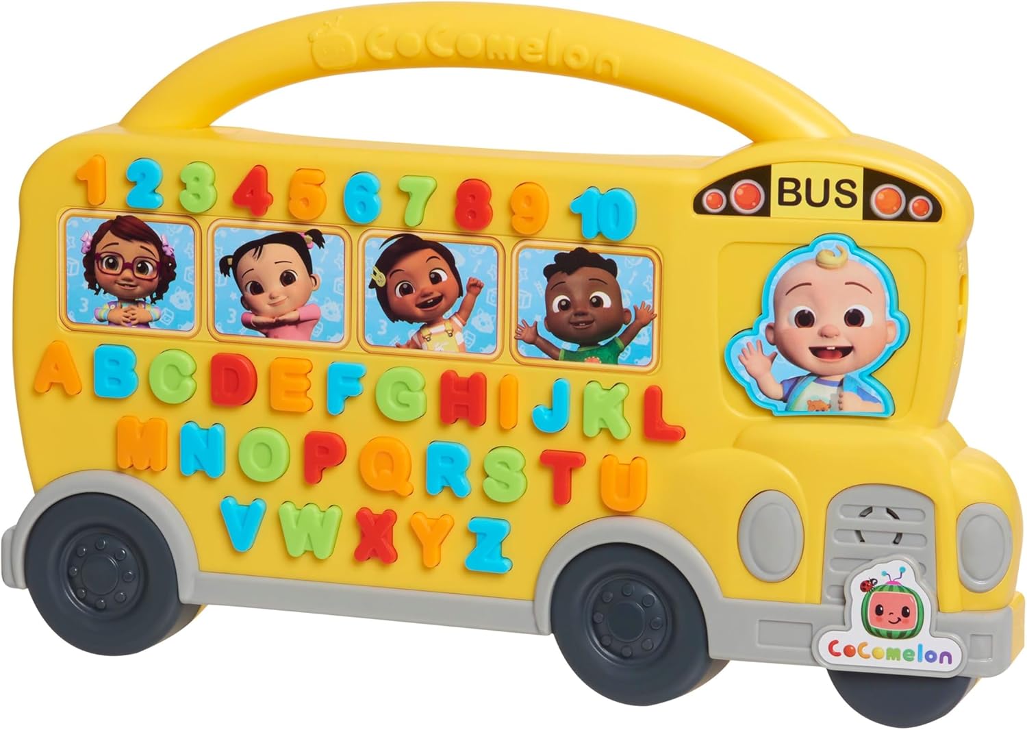 Just Play Cocomelon Learning Bus, Over 85 Learning Phrases, Counting, Alphabet, Music, Sounds, Yellow, Kids Toys for Ages 18 Month