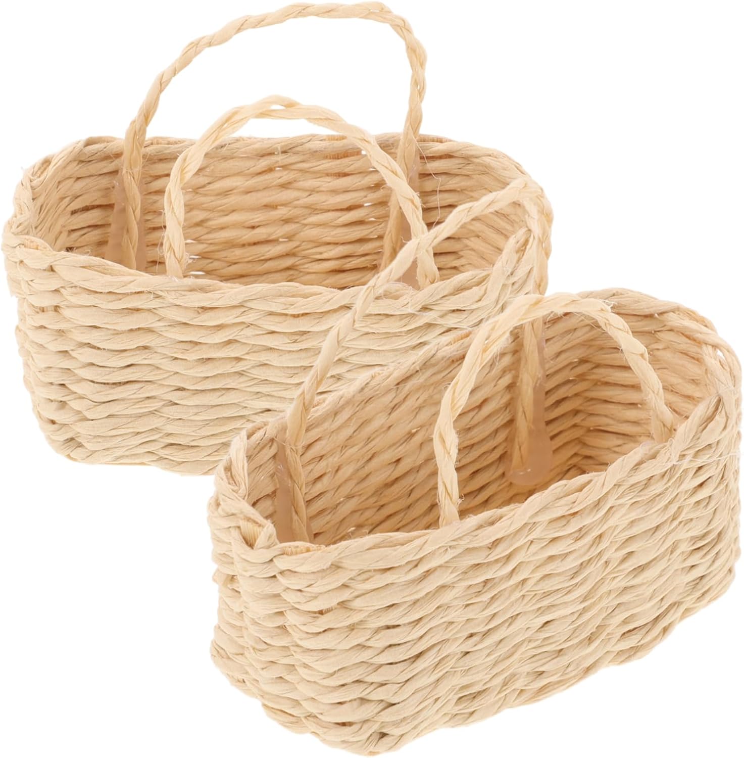 Toyvian Basket Doll House Dollhouses Imaginative Play Woven Miniature House Kit Wicker Storage Basket Large Woven Bamboo Basket for Doll House Tiny Shopping Basket Grass