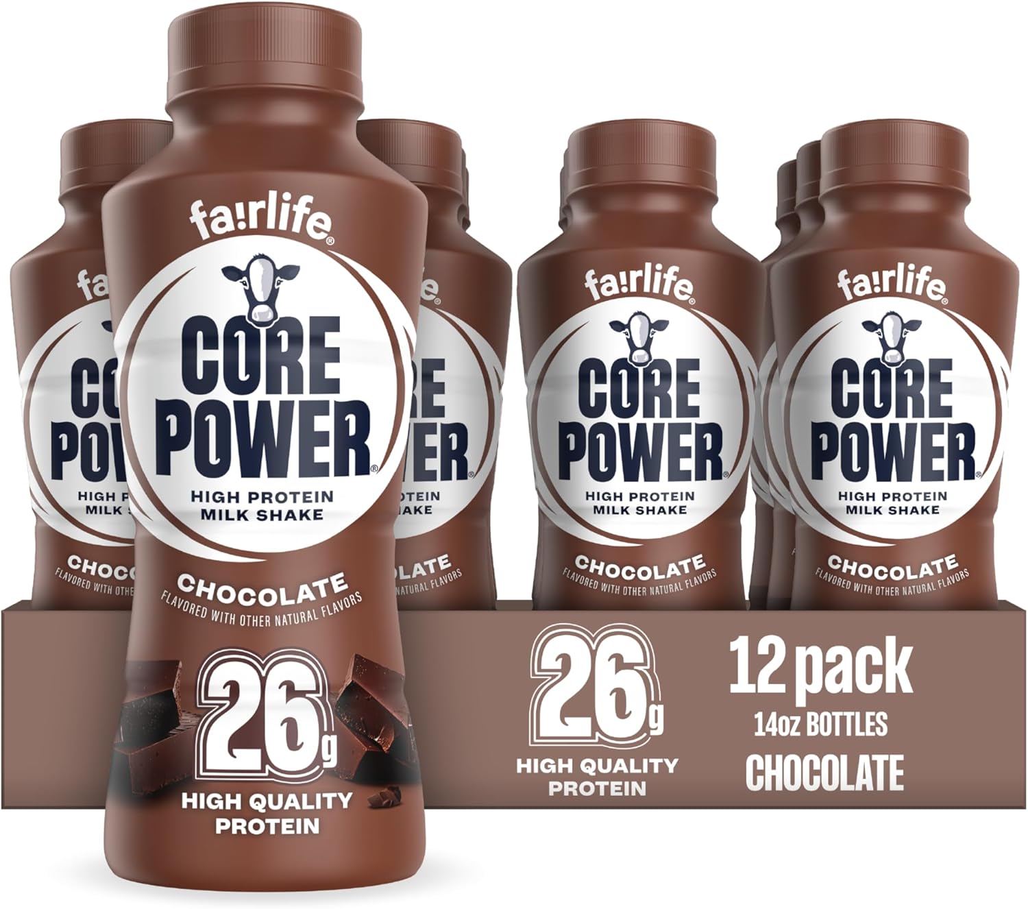 Fairlife Core Power 26g Protein Milk Shakes, Ready To Drink for Workout Recovery, Chocolate, 14 Fl Oz (Pack of 12)