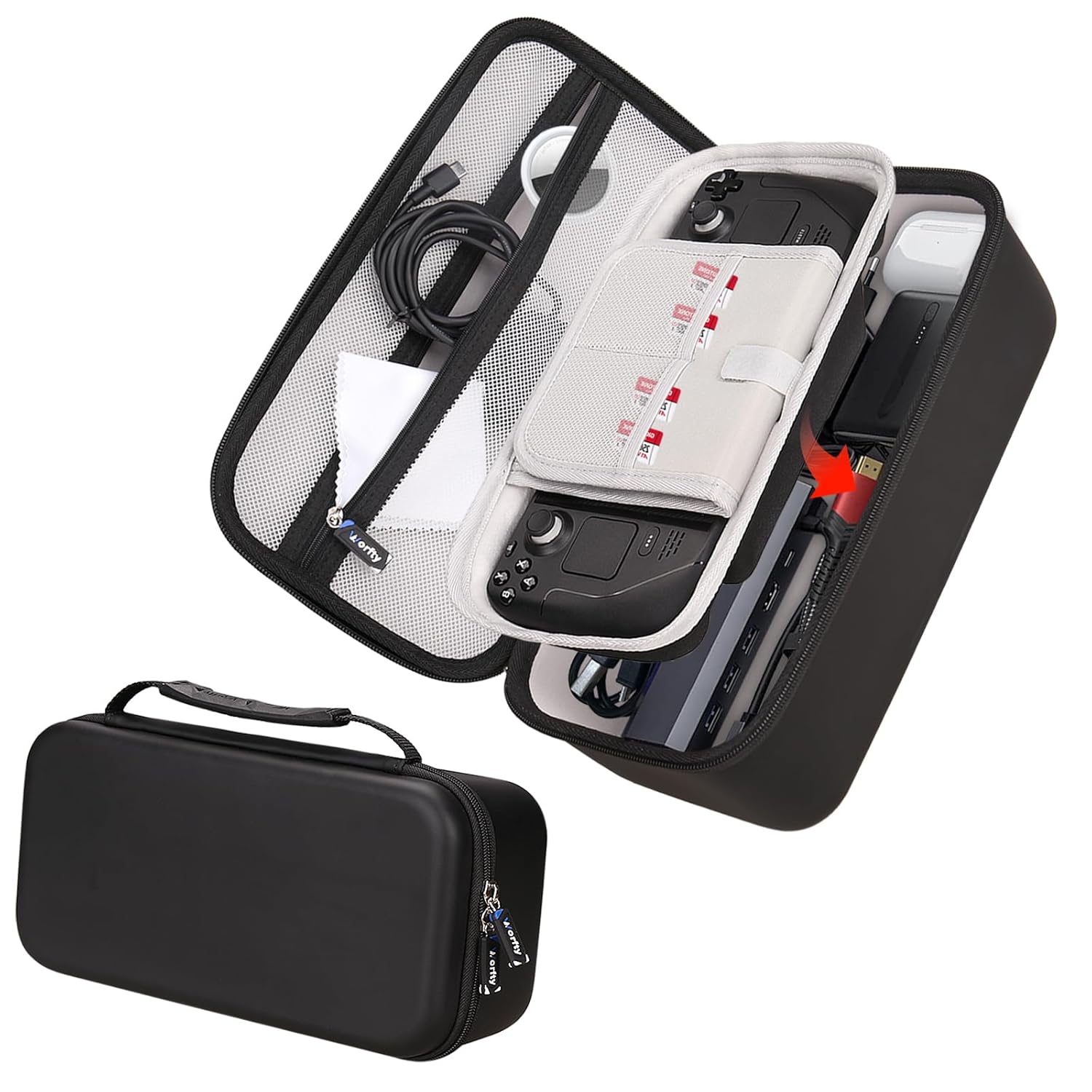 Carrying Travel Case for Steam Deck/ Steam Deck OLED, Protective Storage Hard Bag Compatible with Steamdeck/ Valve Steam Deck Accessories Portable Bag Shell, Large Capacity, Case Only(Black)