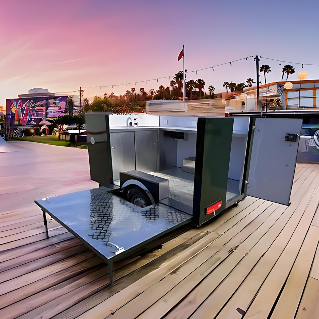 Food Trailer, Mobile Food Truck for Sale, Concession Trailer for Commercial Use, Street Vending Cart